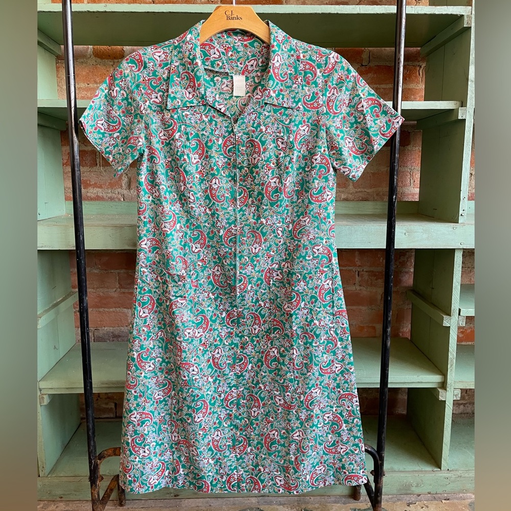 Vintage paisley zip up dress 1950s / 1960s